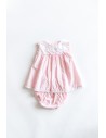 VESTIDO ROSADO PUNTITOS BLANCOS