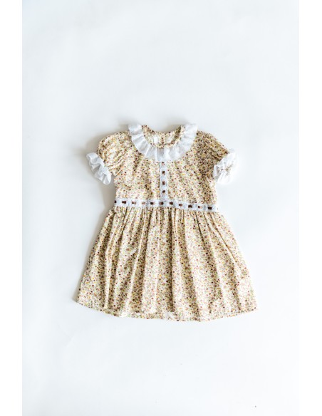 vestido flores amarillas y cafes