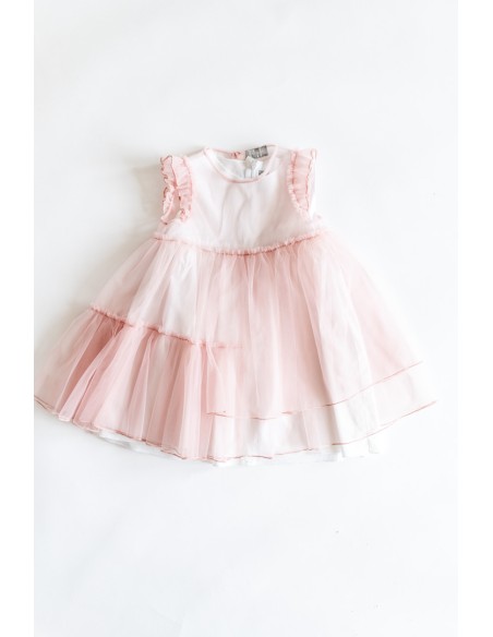 vestido blanco base y encima rosado