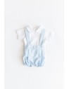set short rayas celestes y top blanco