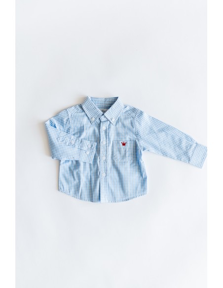 camisa cuadros celestes
