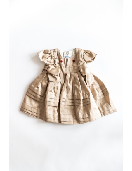 vestido seda cruda dorado