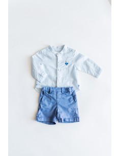set camisa rayas celeste y short azul