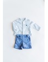 set camisa rayas celeste y short azul