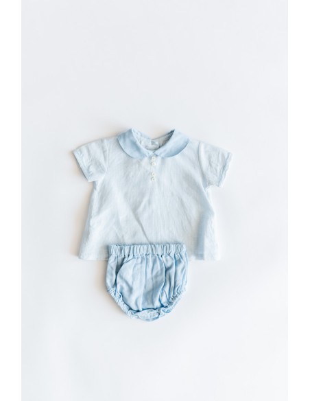 set camisa rayas celestes y calzon celeste