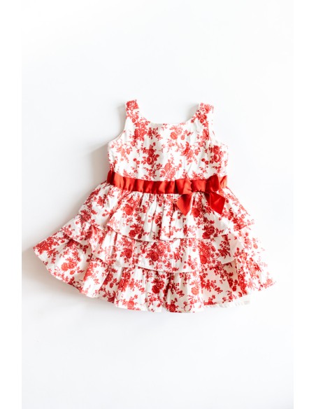 VESTIDO BLANCO FLORES ROJAS
