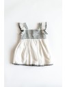 MANGO VESTIDO BLANCO DETALLES NEGROS