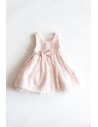 vestido rosado con cinton de perlas nuevo