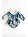 romper con vestido manga larga celeste con cuello encaje