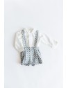 set jumper gris con bolitas, y camiseta estrellas celestes