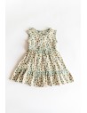 vestido beige con flores verdes