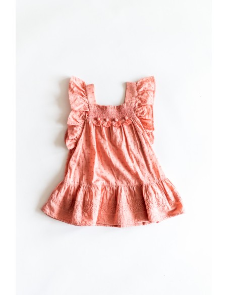 vestido rosado con borlas