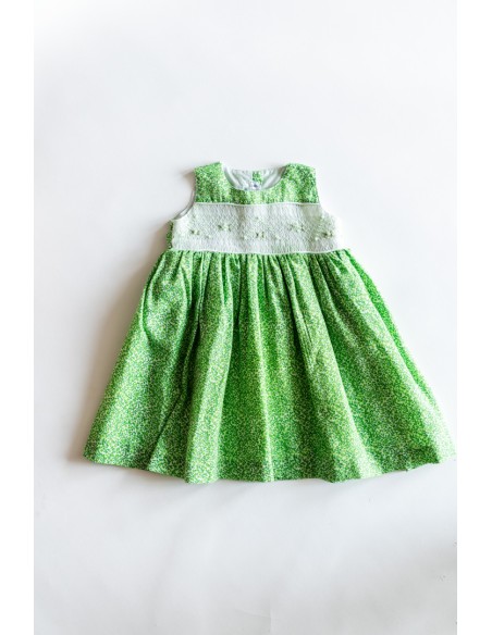 VESTIDO VERDE CON PECHO BORDADO