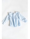 camisa manga larga celeste con detalles azules