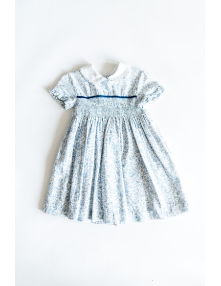 vestido flores dibujadas celestes
