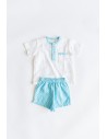 set camisa blanca con short de cuadros celestes