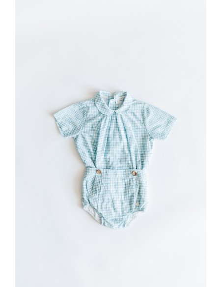 set camisa y cubre panal de cuadros verdes