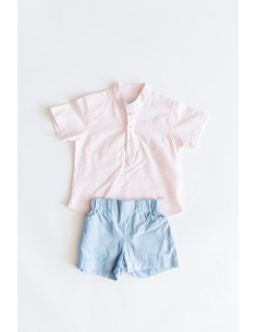 set camisa rosada y short celeste