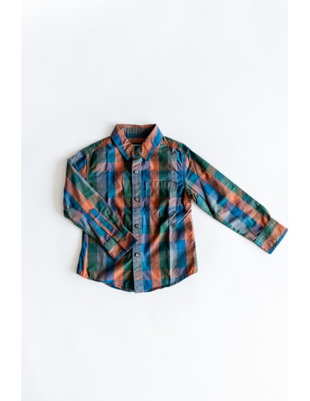 camisa cuadros verde azul naranja