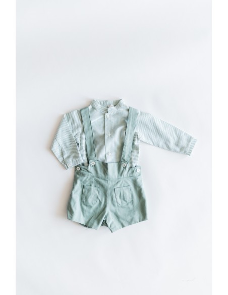 set romper verde camisa verde rayas