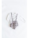 set camisa blanca calzon concho de vino con azul.