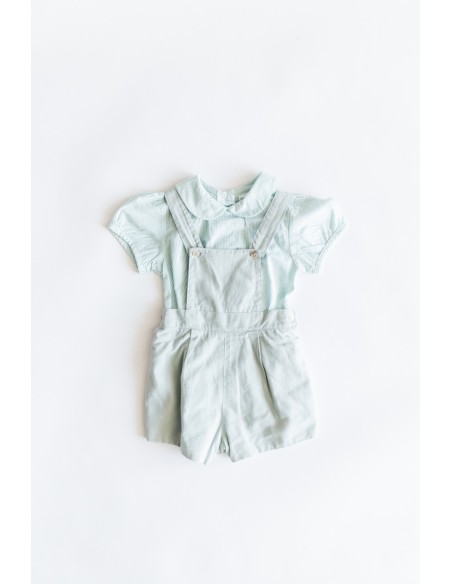 set camisa rayas verdes y romper verde