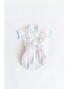 set camisa blanca lino turquesa romper colores pasteles rosado y celeste