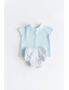 set short puntos grises con gatos turquesas