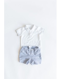 short rayas azules y monito blanco