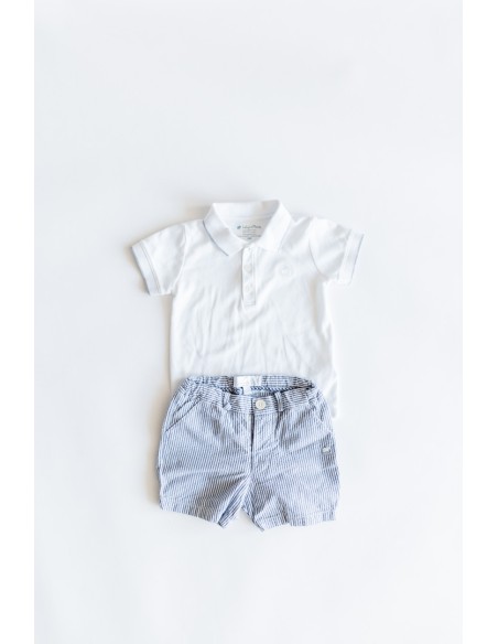 short rayas azules y monito blanco