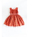 vestido rojo con flores amarillas