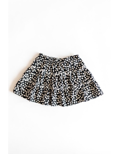 falda negra flores beige