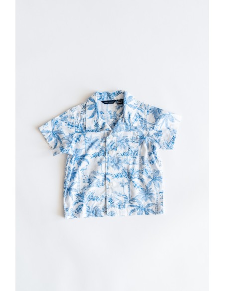 camiseta blanca dibujos azules