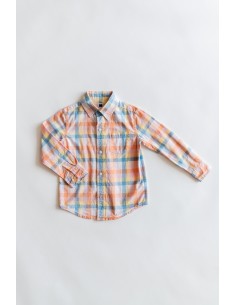camisa cuadros rosados naranjas azul y amarillo