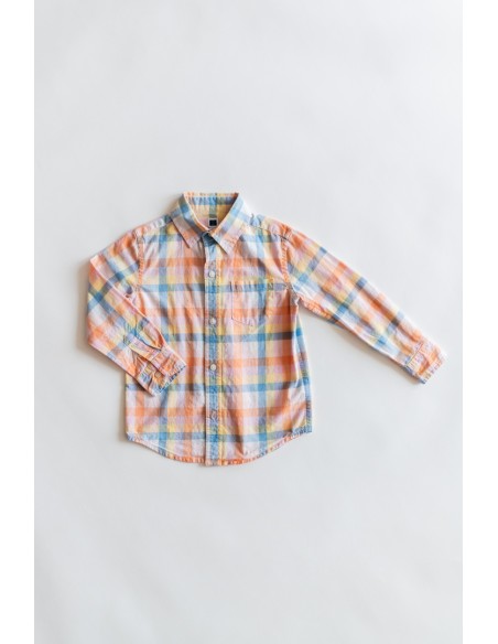 camisa cuadros rosados naranjas azul y amarillo
