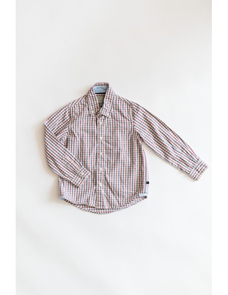 camisa rayas mostaza rojo y azul