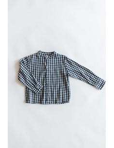 camisa cuadros azules oscuros y beige