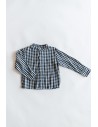 camisa cuadros azules oscuros y beige