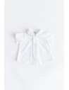 camisa manga corta blanca con detalles celestes