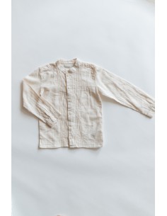 camisa manga larga beige lino