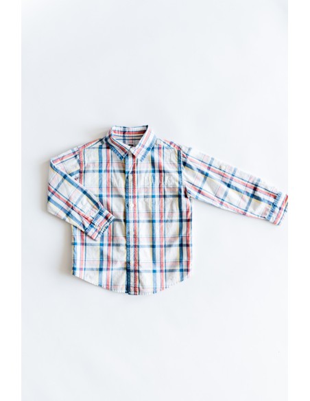 camisa manga larga cuadros de colores pastel azul rojo amarillo