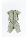 set verde militar de lino camisa y pantalon