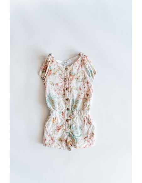 romper de flores turquesas y rosadas