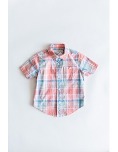 camisa manga corta rayas rojas verdes y azules