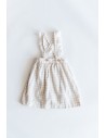 vestido cuadros beige y blancos con vuelos en espalda