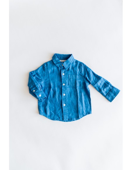 camisa azul de lino