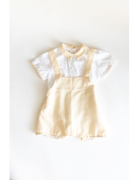 set camisa blanca y monito amarillo