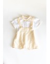 set camisa blanca y monito amarillo