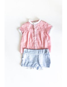 set camisa roja y short celeste