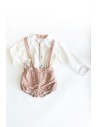 set camisa lino blanco y short nude